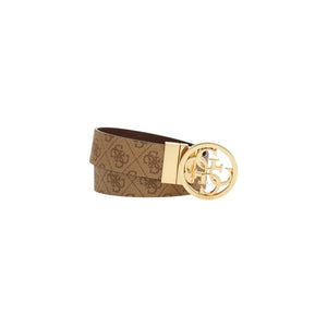 Cintura Guess Donna – Marrone Stampa Logo con Fibbia Oro Guess