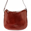 THE BRIDGE PLUME LUXE Borsa mezzaluna a spalla in pelle MARRONE