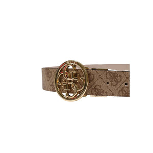 Cintura Guess Donna – Marrone Stampa Logo con Fibbia Oro Guess